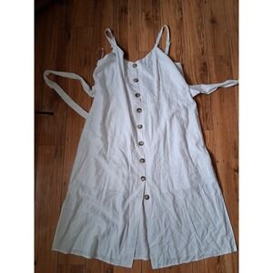 Love & Legend White Linen Blend Button Front Midi Dress Plus Size 2X NWT